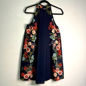 Taylor & Sage floral sleeveless halter dress, fully lined. Sz S.